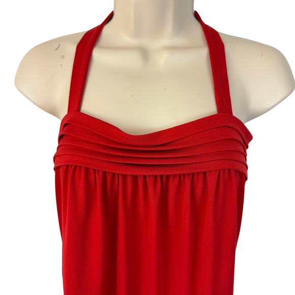 The Limited Pleated Front Chili Red Halter Top Flattering Loose Stretchy Fit - Picture 5 of 15